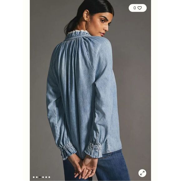 Citizens of Humanity Iris Denim Long Sleeves Blouse - Picture 3 of 11